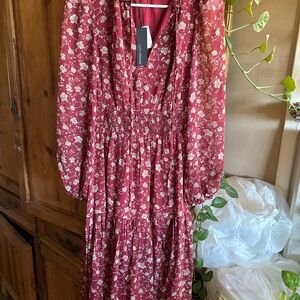 Lucy Paris Red Floral Long Sleeve Dress